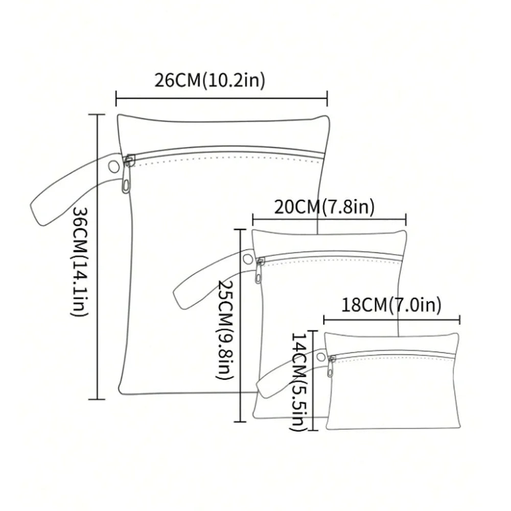 3-er Set wasserfeste Windeltaschen
