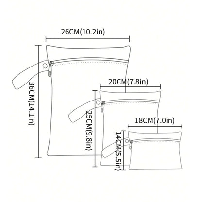 3-er Set wasserfeste Windeltaschen