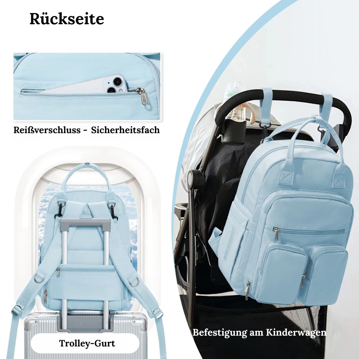 Multifunktionaler Wickelrucksack